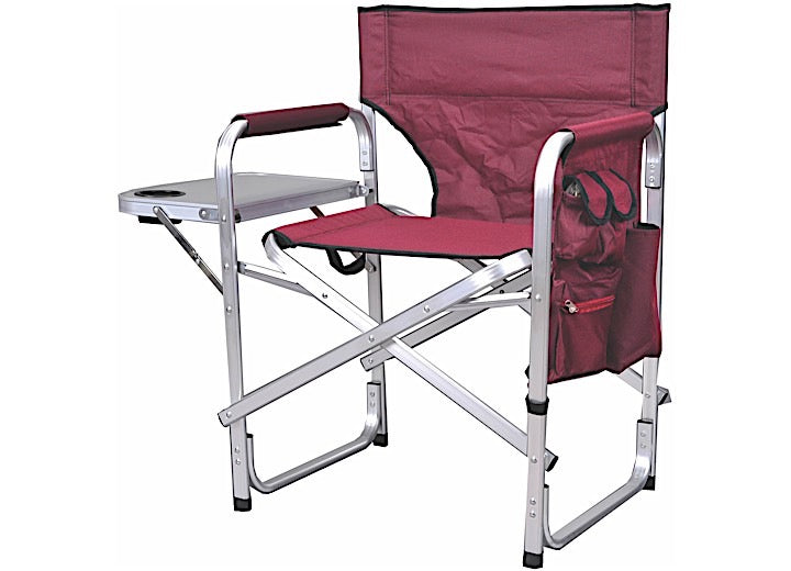 MG Innovative Ming’s Mark Stylish Camping Director Chair with Side Table - Burgundy
