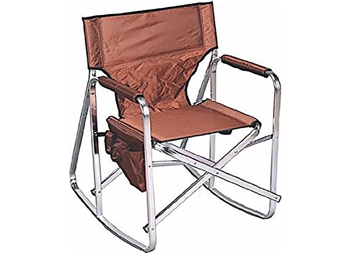 MG Innovative Ming’s Mark Stylish Camping Folding Rocking Director Chair with Side Pockets - Brown