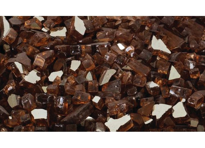 GHP Group Pleasant Hearth Amber Tempered Glass Rocks for Fireplaces & Gas Fire Pits - 10 lbs.