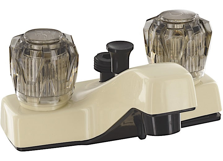 Valterra Products LLC LAVATORY DIVERTER FAUCET, 4IN, 2 SMOKE KNOBS, PLASTIC, BISCUIT