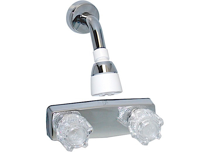 Valterra Products LLC SHOWER VALVE W/ SHOWER HEAD, 4IN, 2 KNOB, PLASTIC, CHROME