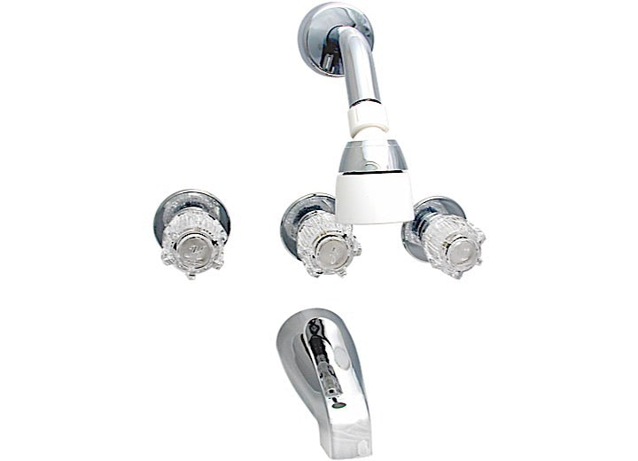 Valterra Products LLC TUB/SHOWER FAUCET, SHOWER HEAD KIT, 8IN, 3 KNOB, BRASS, CHROME