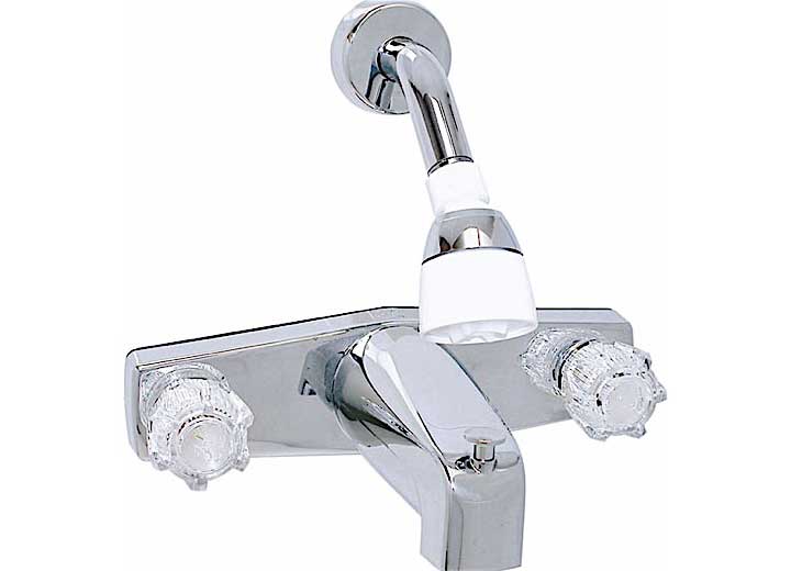 Valterra Products LLC TUB/SHOWER DIV FAUCET, SHOWER HEAD KIT, 8IN, 2 KNOB, PLASTIC/BRASS, CHROME