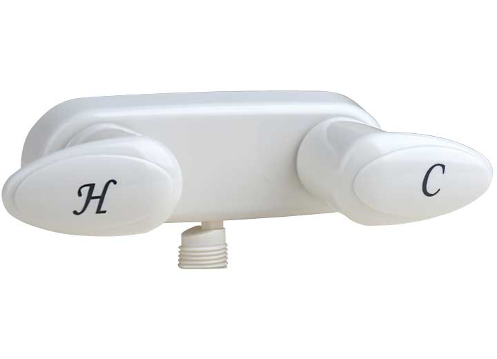 Valterra Products LLC SHOWER VALVE W/ VAC BRKR, 4IN, 2 LEVER, 1/4 TURN, PLASTIC, WHITE