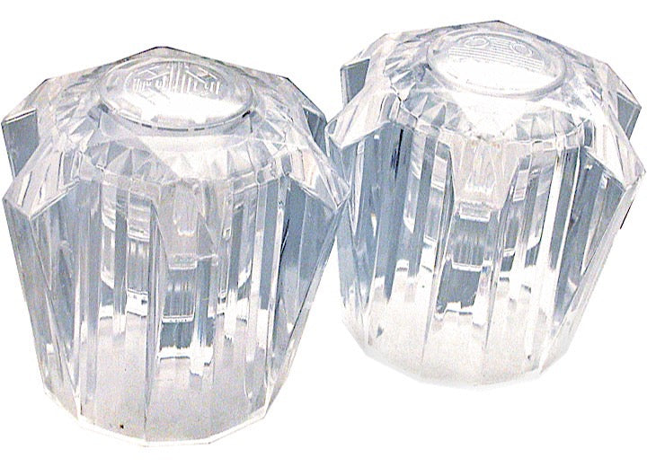 Valterra Products LLC HANDLE SET FOR UTOPIA, HOT & COLD BUTTONS, ACRYLIC, CLEAR