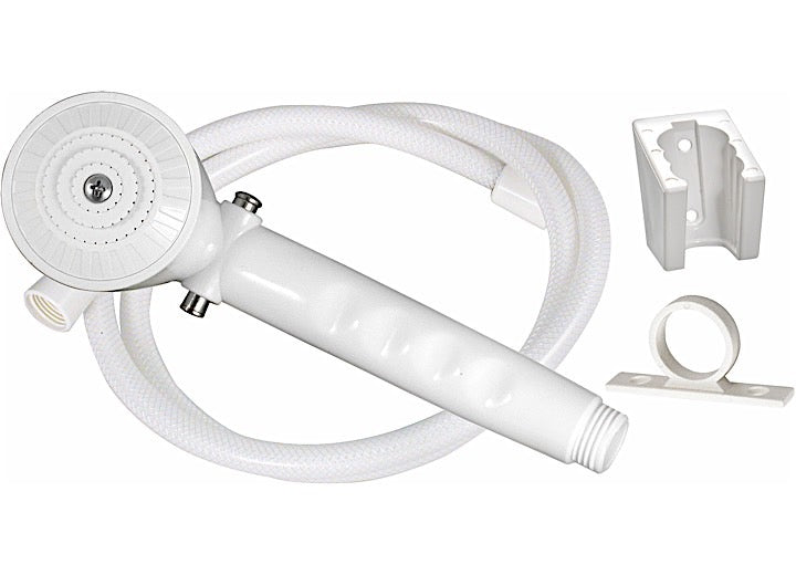 Valterra Products LLC SHOWER HEAD KIT, TRICKLE SHUT-OFF, 60IN HOSE, WHITE