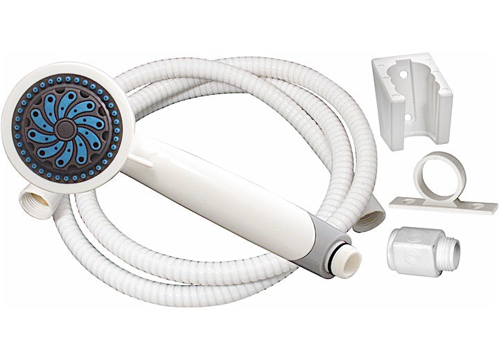 Valterra Products LLC SHOWER HEAD KIT, 5 FUNCTION HANDHELD, FLOW CONTROL, 60IN, WHITE