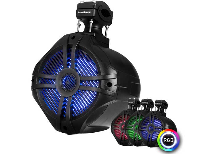 Power Acoustic MARINE GRADE 6.5IN WAKE TOWER SPEAKERS, RGB LED LIGHTS W/REMOTE(BLACK)