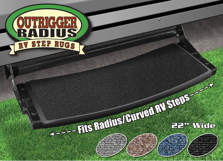 Prest-O-Fit OUTRIGGER RADIUS RV STEP RUG (22IN WIDE) - BLACK ONYX