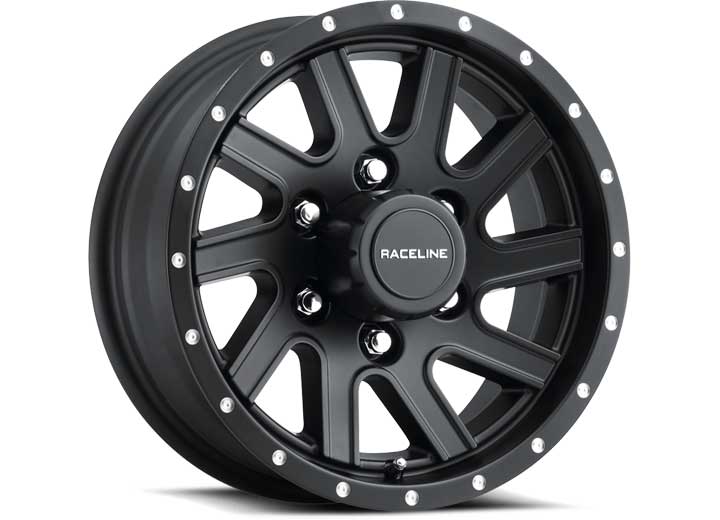 Raceline TWISTED 16X6 8X6.5 MATTE BLACK W/ MILLED RIVET HOLES