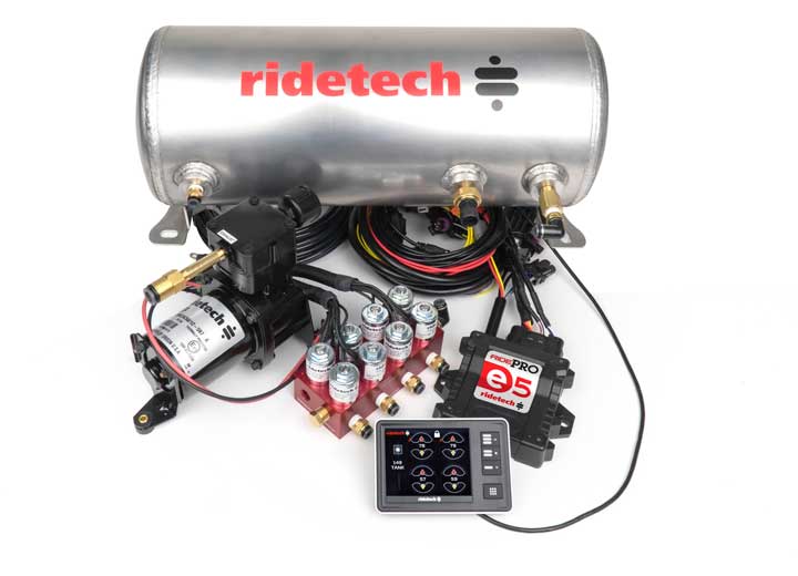 Ridetech RIDEPRO E5 AIR RIDE SUSPENSION CONTROL SYS, 3GAL DUAL COMPRESS, HI FLOW BIGRED