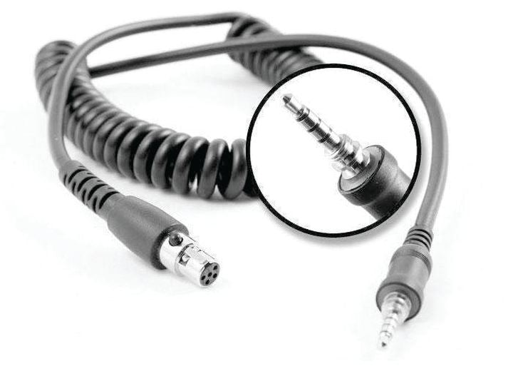 Rugged Radios RADIO TO HEADSET COIL CORD FOR SINGLE PIN MOTOROLA, VERTEX & YAESU RADIOS