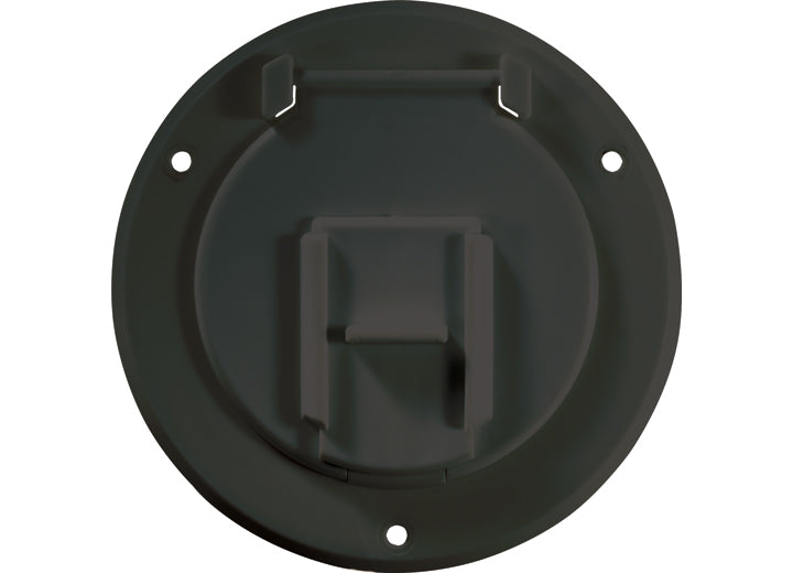 RV Designer BASIC CABLE HATCH, ROUND, BLACK -- 4.3IN X 2.3IN (REPLACEABLE LID)