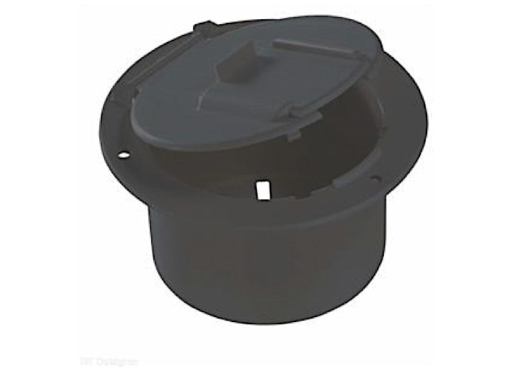 RV Designer LOW PROFILE HATCH ROUND BLACK FINISH -- 4.6IN X 2.6IN (REPLACEABLE LID)