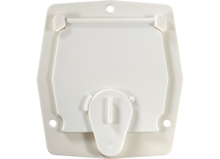 RV Designer BASIC CABLE HATCH, FLAT SIDED, POLAR WHITE -- 4.2IN X 3.9IN X 2IN (REPLACEABLE L
