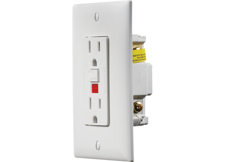 RV Designer WHITE DUAL GFCI OUTLET W/COVER-PLATE