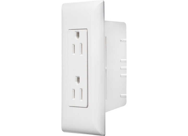 RV Designer INSELF CONTAINEDIN WHITE CONTEMPORARY DUAL OUTLET, SPEEDWIRE W/COVER-PLATE