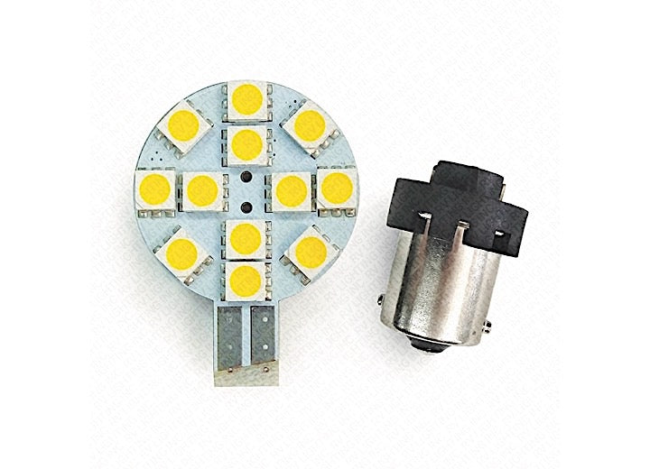 RV Lighting Inc 6 PK 2-IN-1 LED BULBS, T10 & BA15S CONNECTORS W/12 LEDS - COLD WHITE