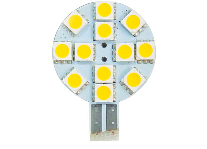 RV Lighting Inc DIMMABLE LED BULB, MINITURE WEDGE CONNECTOR (T10) ON SIDE W/12 LEDS - WARM WHITE