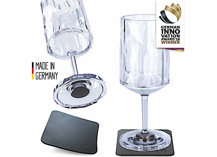 Silwy Drinkware Silwy Magnetic Plastic Wine Glass with Metallic Nano-Gel Coaster, 2-Pack