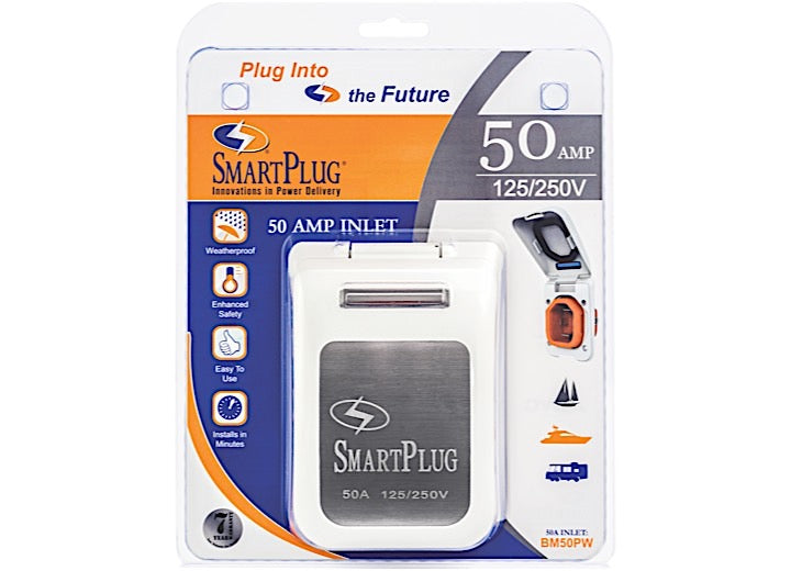 SmartPlug 50 AMP-NON-METALLIC INLET W/ WHITE COVER ASSEMBLY