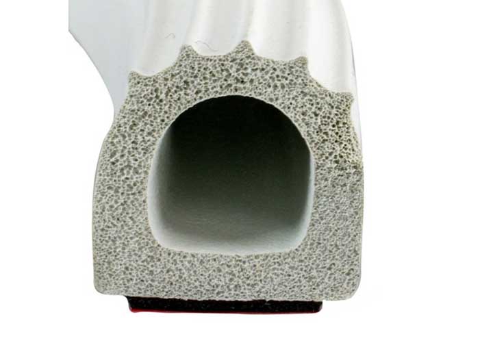 Steele Rubber Products W/S, SPONGE, RIBBED D W/TAPE, 1X7/8, WHITE, 30FT