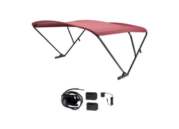 Taylor Made AM - COMP SYS ASSY QC BATTERY POWER BIMINI-PONTOONS 92-102IN WIDE - SQ BLK - BURGANDY CANVAS