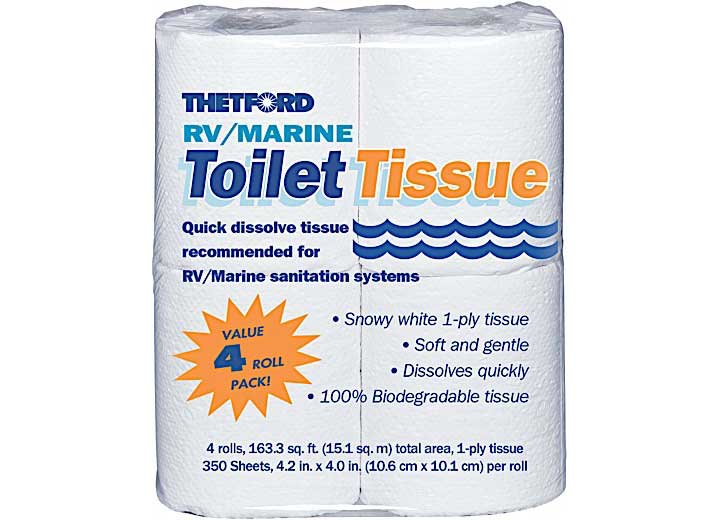 Thetford RV/Marine 1-Ply Toilet Tissue - 4 Pack