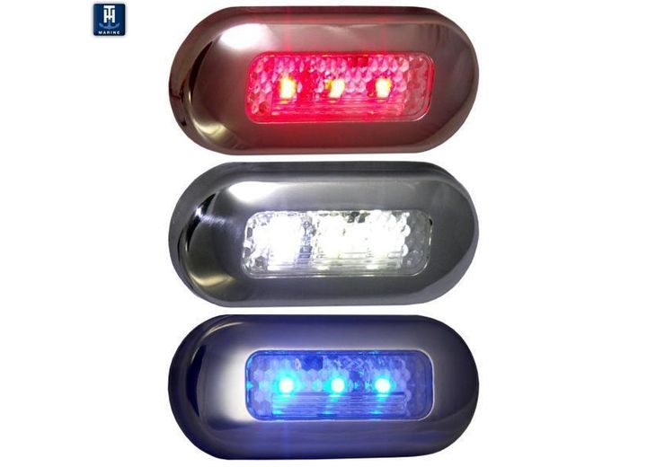 TH Marine RED - LED OBLONG COURTESY LIGHT,3FTFTX1-1/4FTFT, HIGHLY POLISHED 316 SS-RETAIL