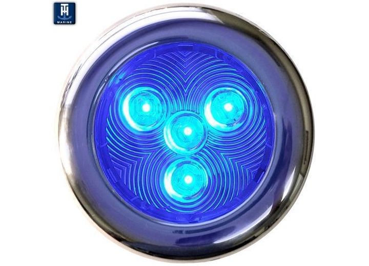 TH Marine BLUE - 3IN LED PUCK LIGHT, POLISHED STAINLESS STEEL, 0.5W LEDS - RETAIL