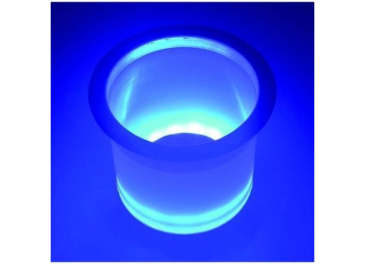 TH Marine LED PLASTIC LIGHTED CUP HOLDER W/ STAINLESS STEEL RIM - BLUE - PKGD.