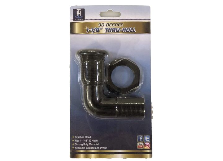 TH Marine 1-1/8IN 90 DEGREE THREADED THRU-HULL - BLACK