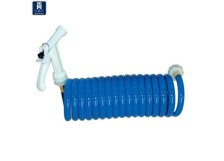 TH Marine 25FT WASHDOWN HOSE WITH BRASS ENDS AND PISTOL GRIP NOZZLE - BLUE