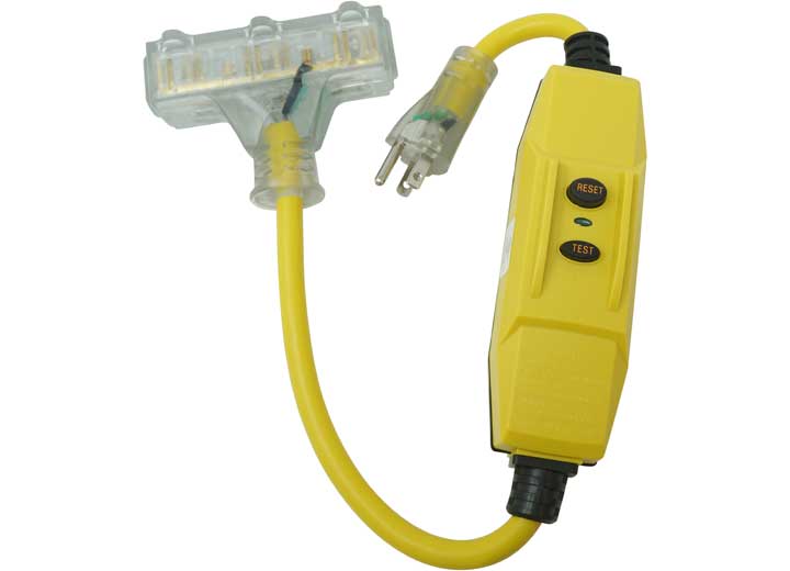 Southwire Company, LLC 12GA SHOCKSHIELD GFCI PROTECTED IN-LINE CORDSET W/3-OUTLETS 2FT, 15-AMP, YELLOW