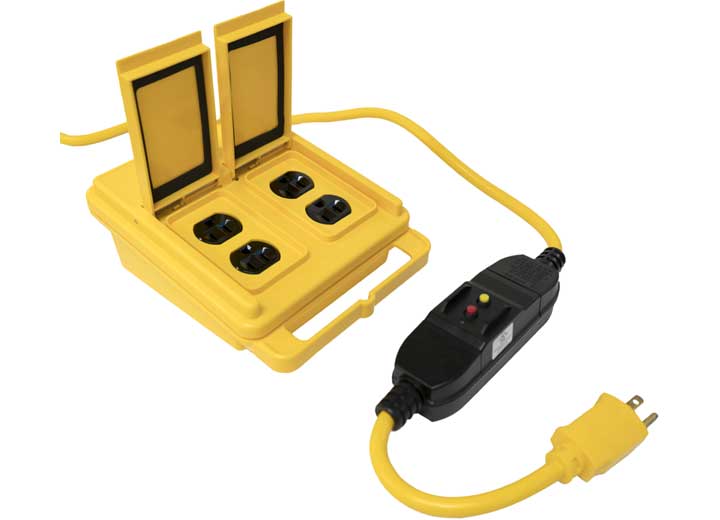 Southwire Company, LLC 12/3 6FT SJTW 15A QUAD OUTLET BOX W/FLIP COVER & INLINE GFCI
