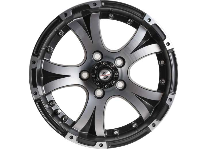 Taskmaster ALUMINUM VIKING TRAILER WHEEL 15X5 5X4.5 BLACK MATTE MACHINE FACE, LIP & CENTER CAP 2150 LCC