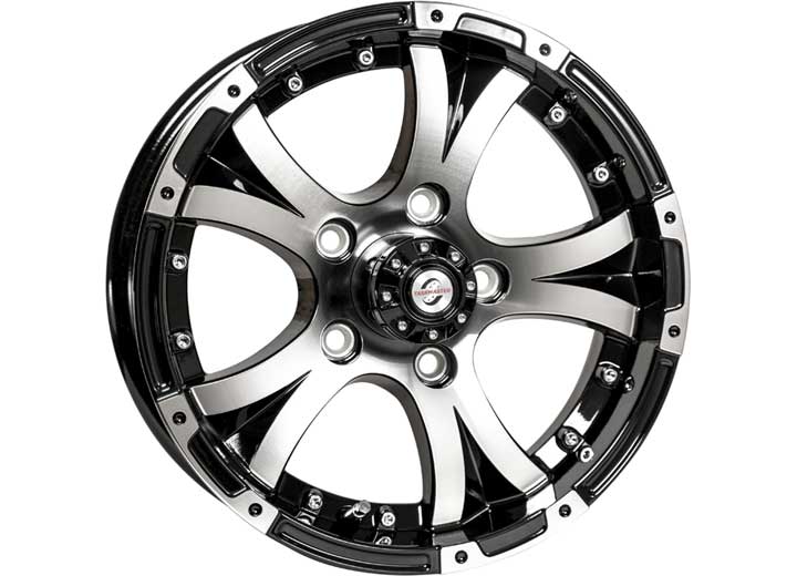 Taskmaster ALUMINUM VIKING TRAILER WHEEL 15X5 5X5 BLACK MACHINE FACE, LIP & CENTER CAP 2150 LCC