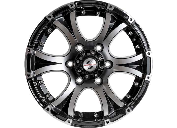 Taskmaster ALUMINUM VIKING 16X6 6X5.5 BLACK MACHINE FACE, LIP & CENTER CAP TRAILER WHEEL 35