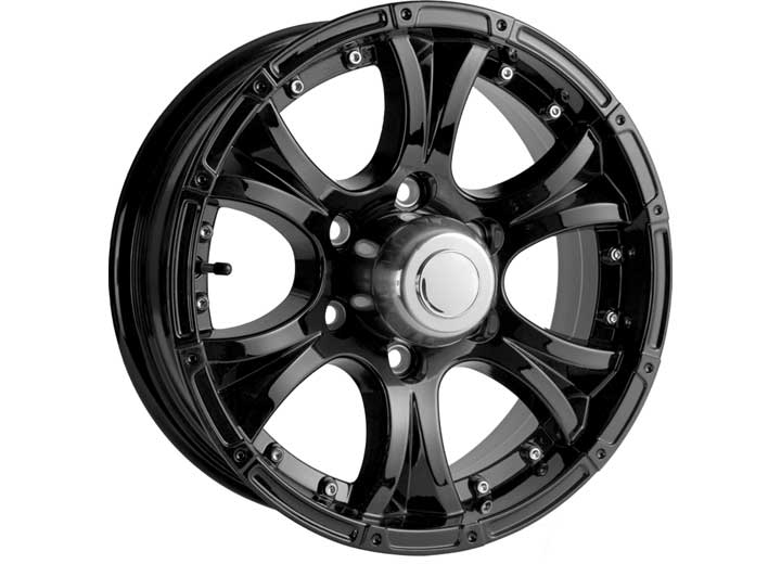 Taskmaster ALUMINUM VIKING TRAILER WHEEL 16X6 6X5.5 FULL PAINT BLACK WITH BLACK CENTER CAP 3540 LCC