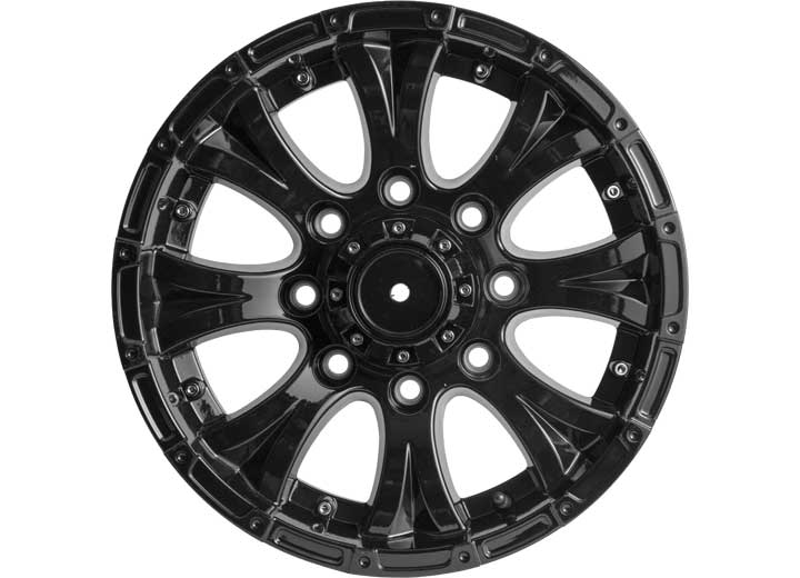 Taskmaster ALUMINUM VIKING 16X6 8X6.5 BLACK W/ BLACK CENTER CAP TRAILER WHEEL 3750 LCC