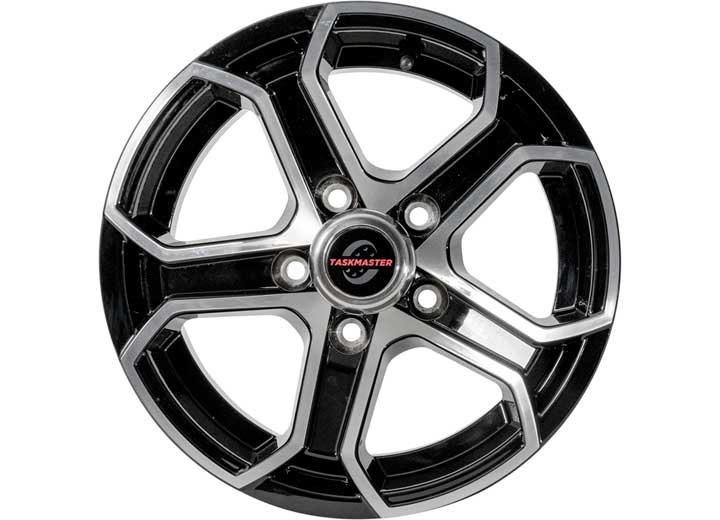 Taskmaster ALUM TRLR WHEEL - 14X5.5 5X4.5 BLK MACHINED FACE 5-SPOKE , 3.19CB, 0OS, 2200LCC