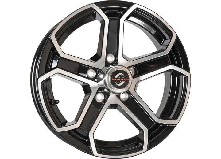 Taskmaster ALUM TRLR WHEEL - 15X5 5X4.5 BLK MACHINED FACE 5-SPOKE , 3.19CB, 0OS, 2160LCC