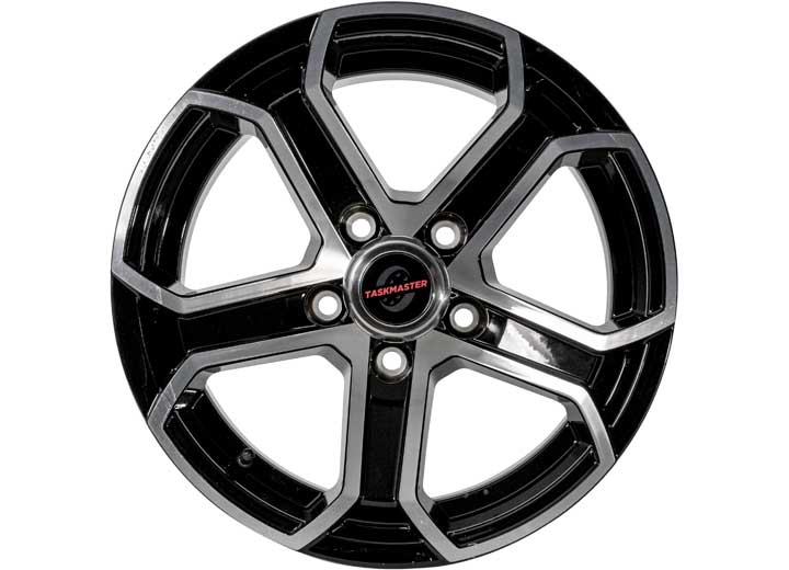 Taskmaster ALUM TRLR WHEEL - 15X6 5X4.5 BLK MACHINED FACE 5-SPOKE , 3.19CB, 0OS, 2835LCC