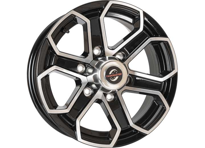 Taskmaster ALUM TRLR WHEEL - 15X6 6X5.5 BLK MACHINED FACE 6-SPOKE, 3.19CB, 0OS, 2835LCC