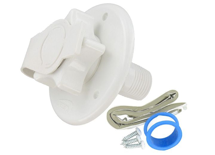 Valterra Products LLC WATER INLET, 2-3/4IN PLASTIC FLANGE, MPT, WHITE, CARDED