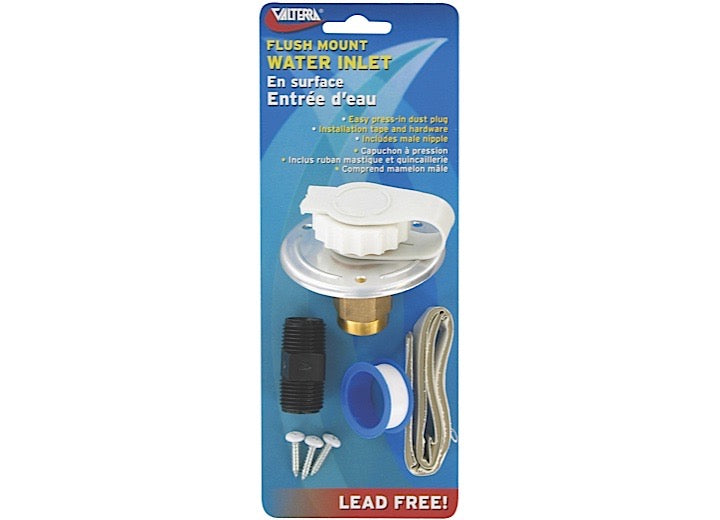 Valterra Products LLC WATER INLET, 2-3/4IN METAL FLANGE, ALUM FINISH, LEAD-FREE, CARDED