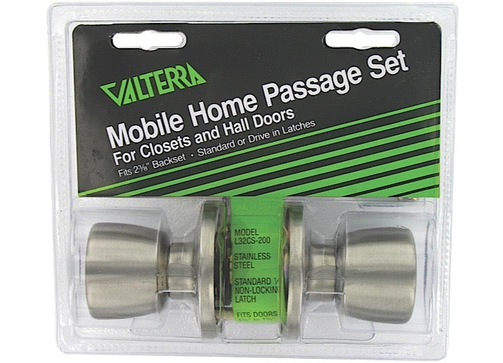 Valterra Products LLC DOOR LOCK, INTERIOR PASSAGE, KNOB X KNOB, SS, CLAM SHELL