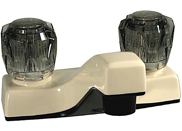 Valterra Products LLC LAVATORY FAUCET, 4IN, 2 SMOKE KNOBS, PLASTIC, BISCUIT