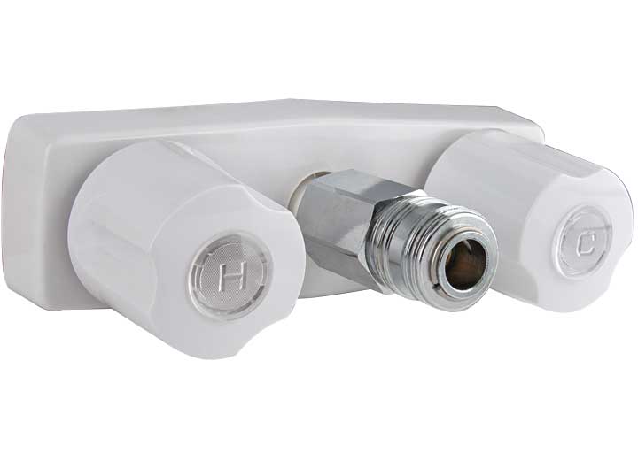 Valterra Products LLC FAUCET W/ QUICK CONNECT 2IN, 2 KNOB, PLASTIC WHITE, BOX