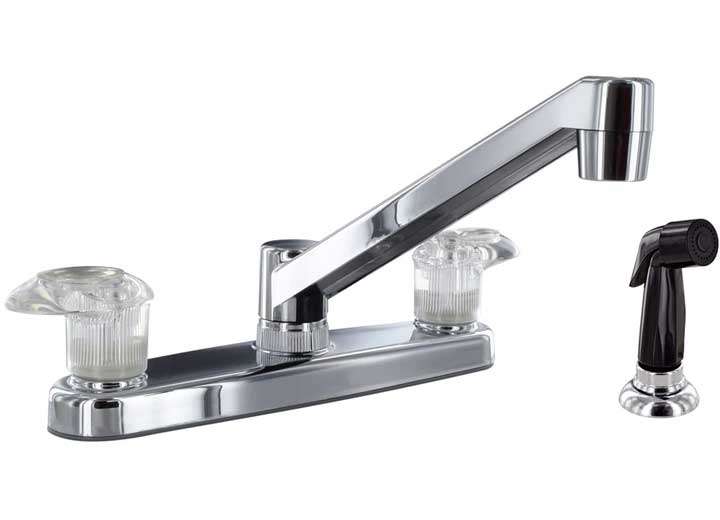 Valterra Products LLC KITCHEN FAUCET W/ SIDE SPRAY, 8IN, 2 LEVER, 1/4 TURN, PLASTIC, CHROME